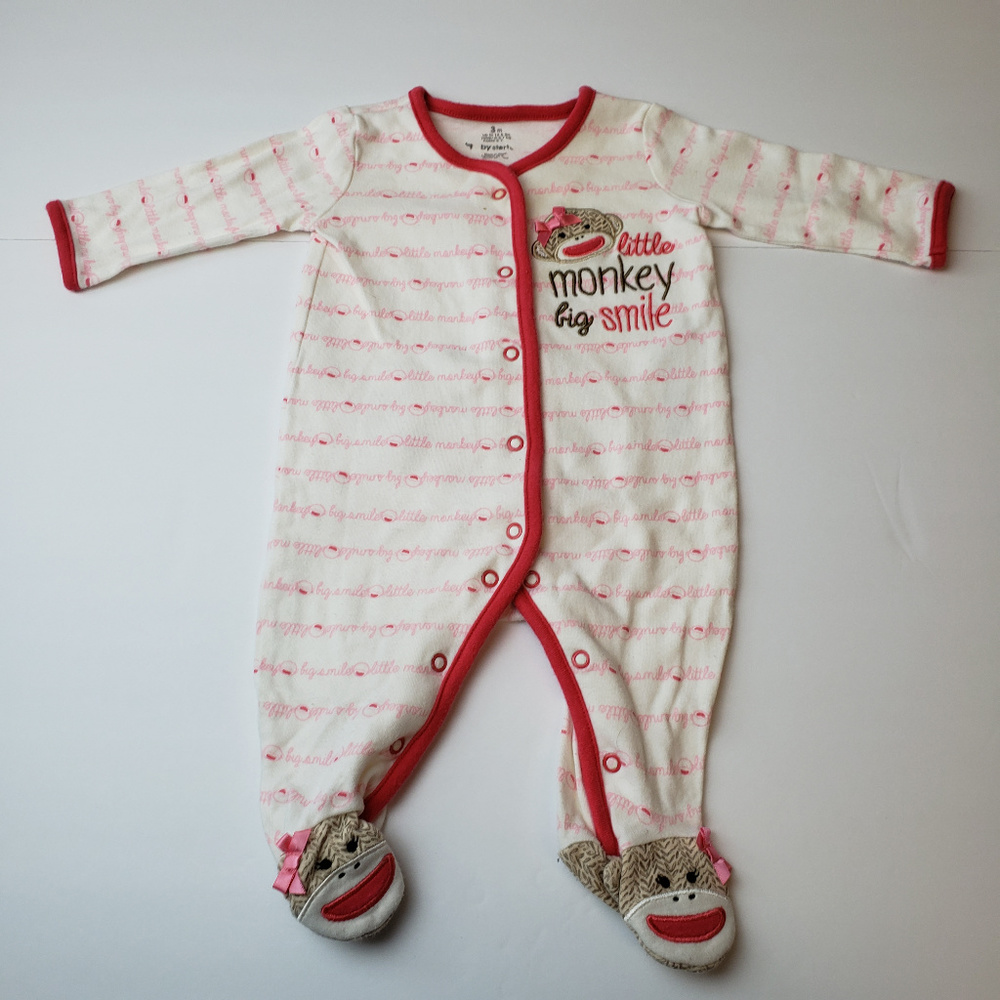 Starters Girls Little Monkey Sleep Play Onesie 3M